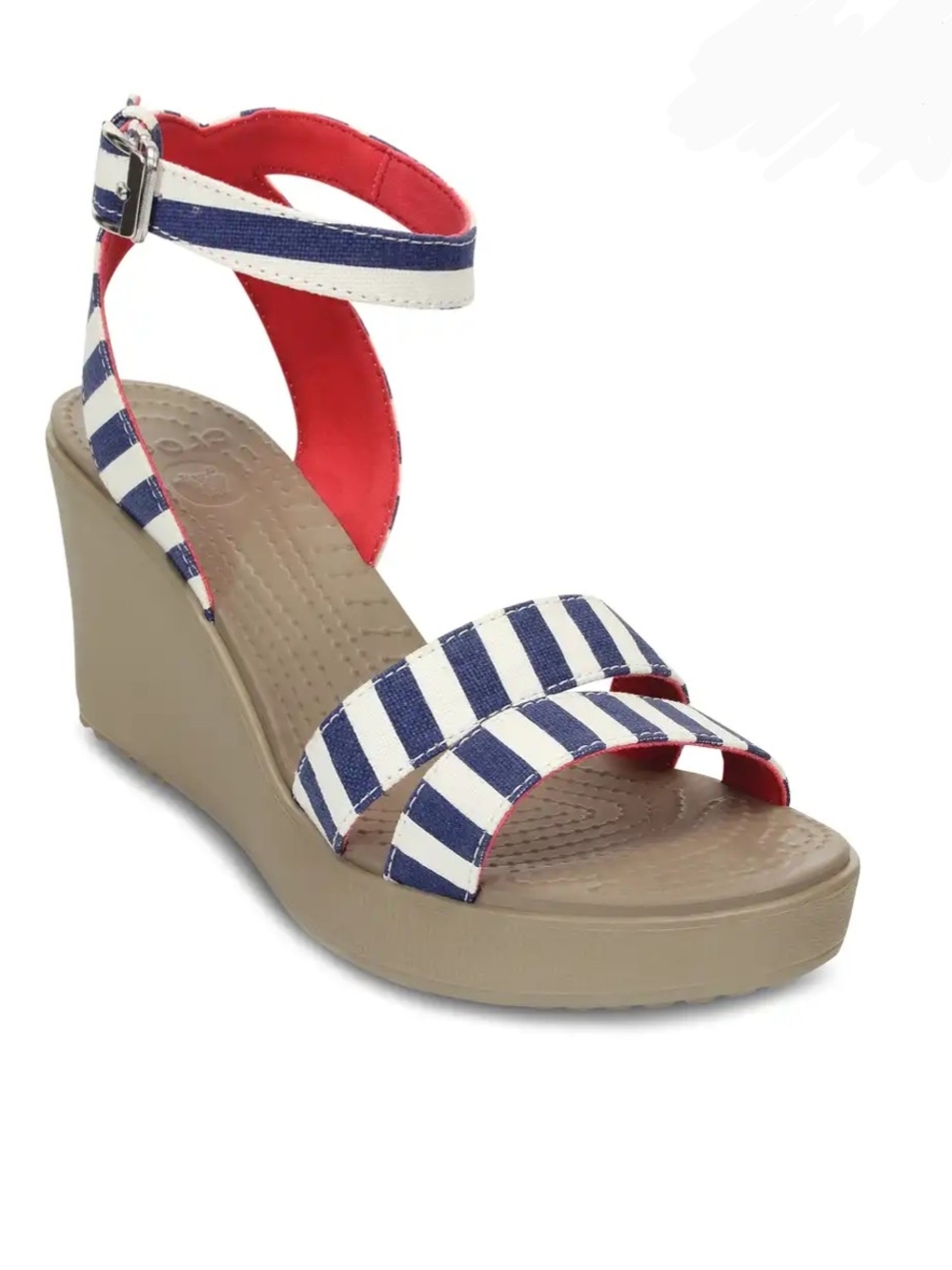 CROCS Wedge Black And White Striped Strappy Sandal-W Size 9